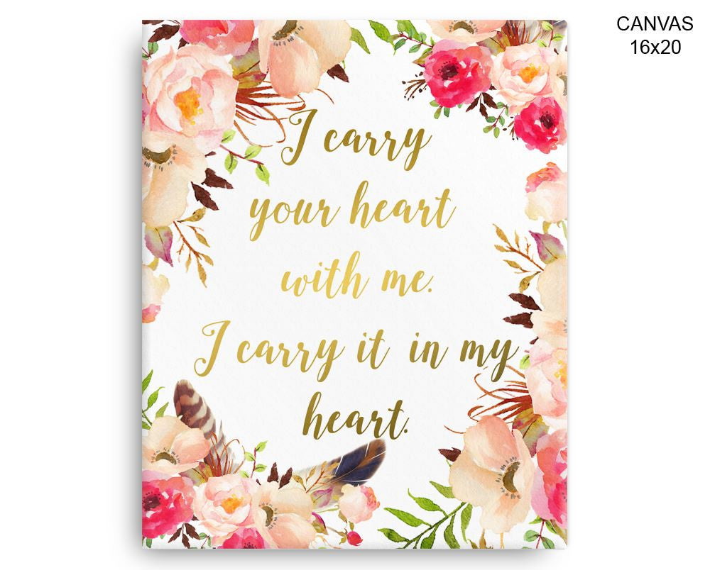 Heart Floral Print, Beautiful Wall Art with Frame and Canvas options available  Decor