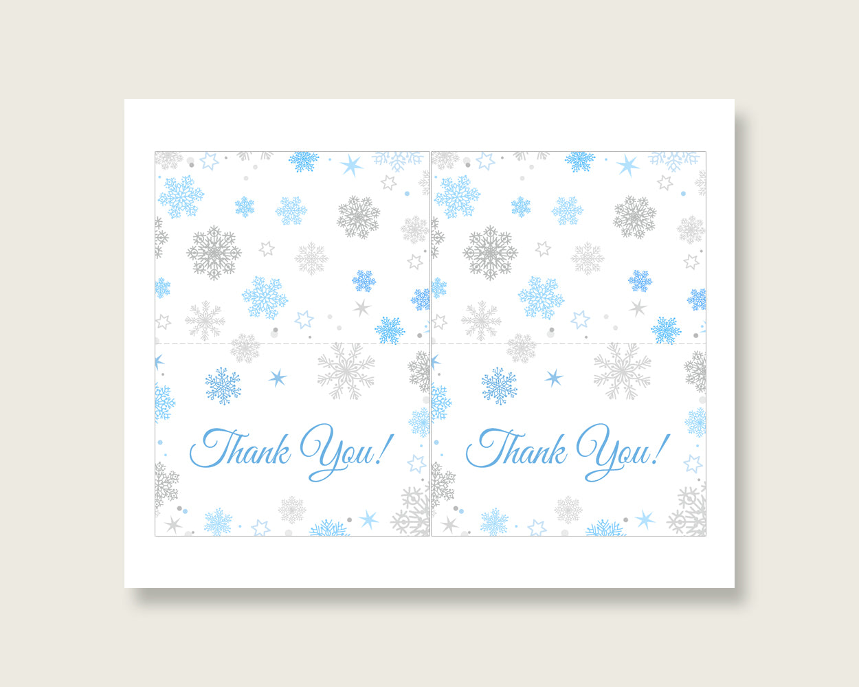 Thank You Card Baby Shower Thank You Card Snowflake Baby Shower Thank You Card Blue Gray Baby Shower Snowflake Thank You Card prints NL77H