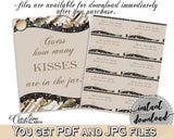 Seashells And Pearls Bridal Shower Guess How Many Kisses Game in Brown And Beige, guessing games, traditional bridal, party decor - 65924 - Digital Product
