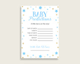 Stars Baby Shower Prediction Cards & Sign Printable, Blue Gold Baby Prediction Game Boy, Instant Download, Most Popular Little Star bsr01