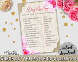 Disney Love Songs Game in Roses On Wood Bridal Shower Pink And Beige Theme, fun shower game, light shower, paper supplies, prints - B9MAI - Digital Product