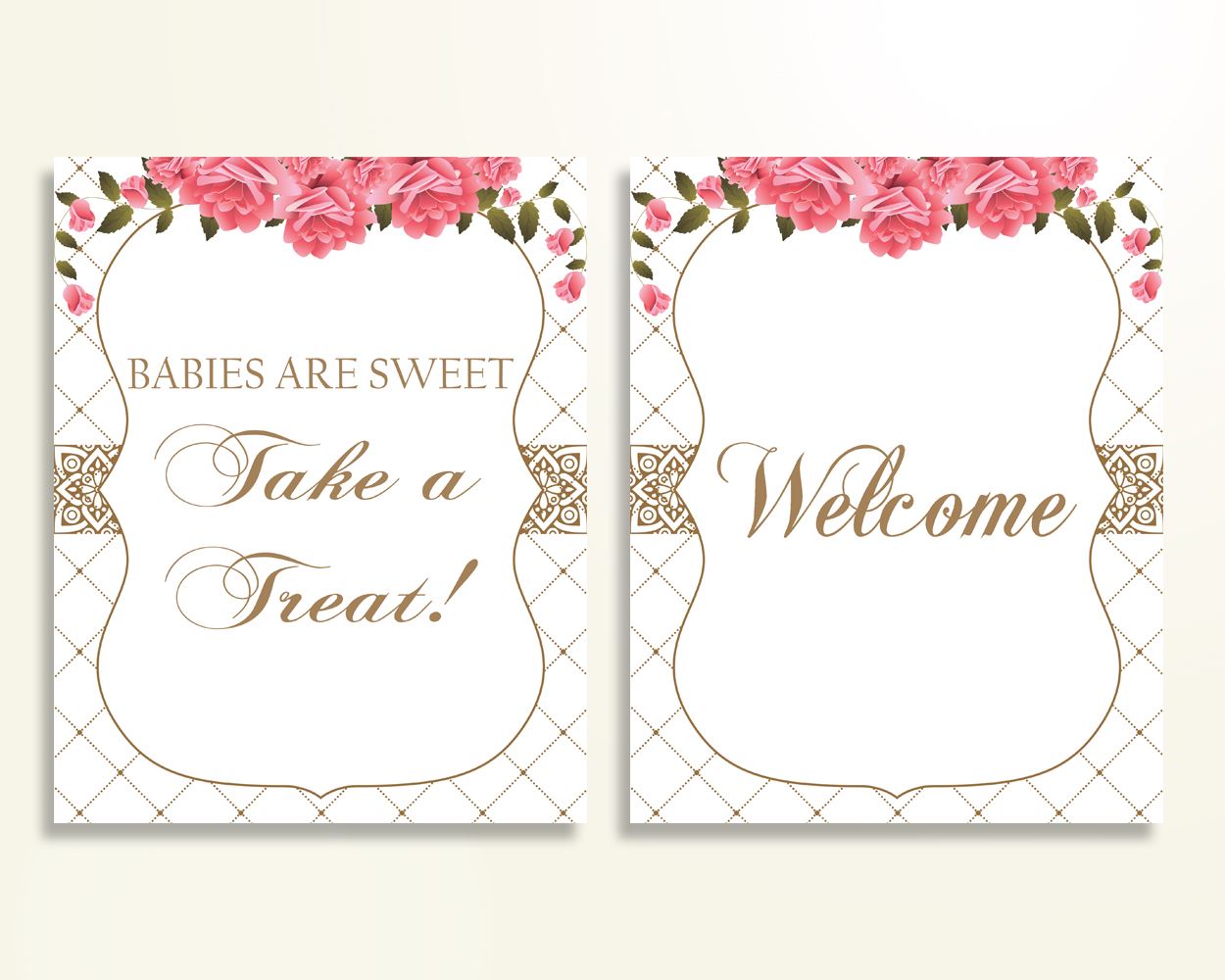 Table Signs Baby Shower Table Signs Roses Baby Shower Table Signs Baby Shower Roses Table Signs Pink White party organising prints U3FPX - Digital Product