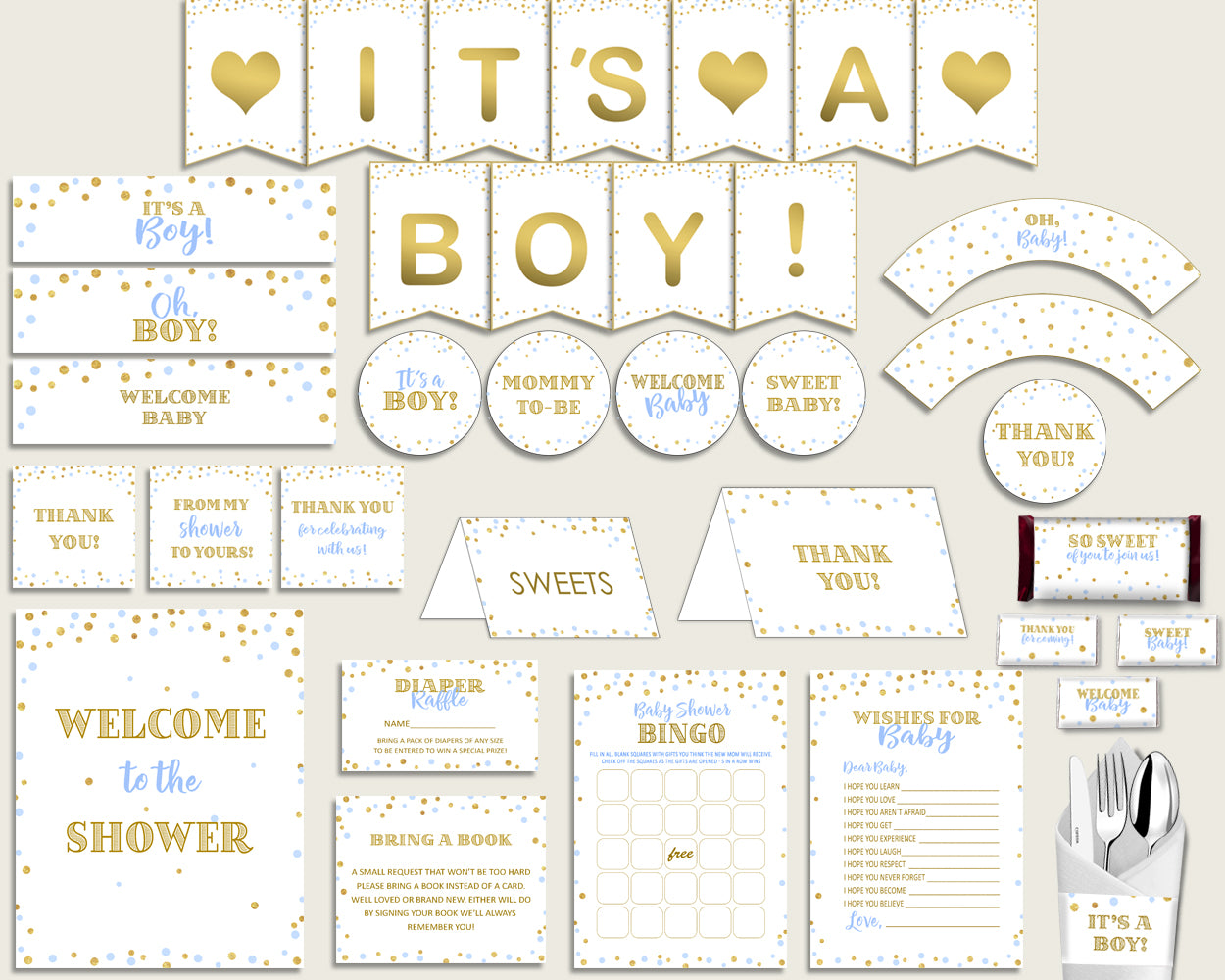 Decorations Baby Shower Decorations Confetti Baby Shower Decorations Blue Gold Baby Shower Confetti Decorations digital print prints cb001