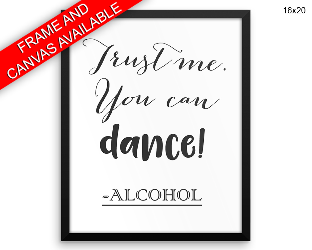 Alcohol Funny Print, Beautiful Wall Art with Frame and Canvas options available Bar Decor