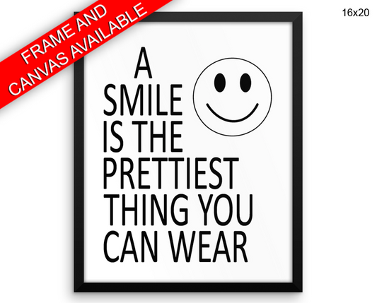 Smile Smiley Print, Beautiful Wall Art with Frame and Canvas options available Dentist Decor