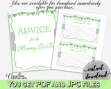 Advice For The Mommy To Be and Advice For The New Parents baby shower activities in chevron green theme, Jpg Pdf, instant download - cgr01