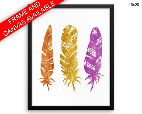 Bohemian Print, Beautiful Wall Art with Frame and Canvas options available Feathers Decor