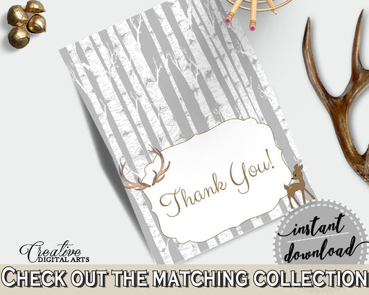 Thank You Card Baby Shower Thank You Card Deer Baby Shower Thank You Card Baby Shower Deer Thank You Card Gray Brown - Z20R3 - Digital Product