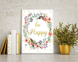 Wall Decor Be Happy Printable Be Happy Prints Be Happy Sign Be Happy Inspirational Art Be Happy Inspirational Print Be Happy Printable Art - Digital Download