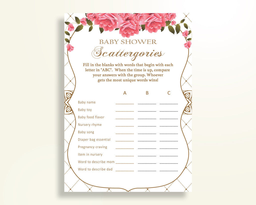 Scattergories Baby Shower Scattergories Roses Baby Shower Scattergories Baby Shower Roses Scattergories Pink White party plan party U3FPX