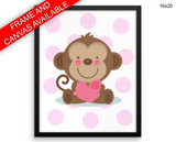 Monkey Print, Beautiful Wall Art with Frame and Canvas options available Nursery Decor