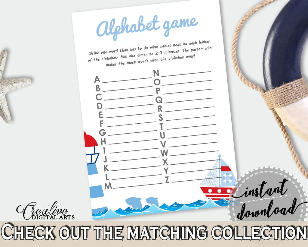 Alphabet Game Baby Shower Alphabet Game Nautical Baby Shower Alphabet Game Baby Shower Nautical Alphabet Game Blue Red party ideas DHTQT - Digital Product