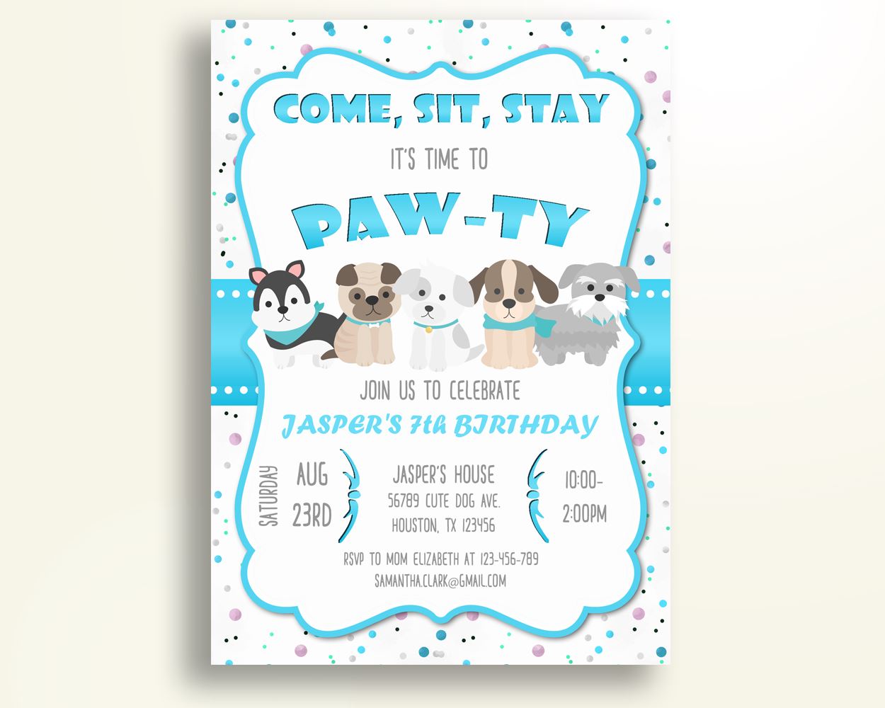 Puppy Birthday Invitation Puppy Birthday Party Invitation Puppy Birthday Party Puppy Invitation Boy boy birthday puppy invite boy AH062 - Digital Product