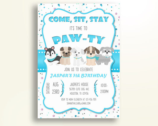 Puppy Birthday Invitation Puppy Birthday Party Invitation Puppy Birthday Party Puppy Invitation Boy boy birthday puppy invite boy AH062 - Digital Product