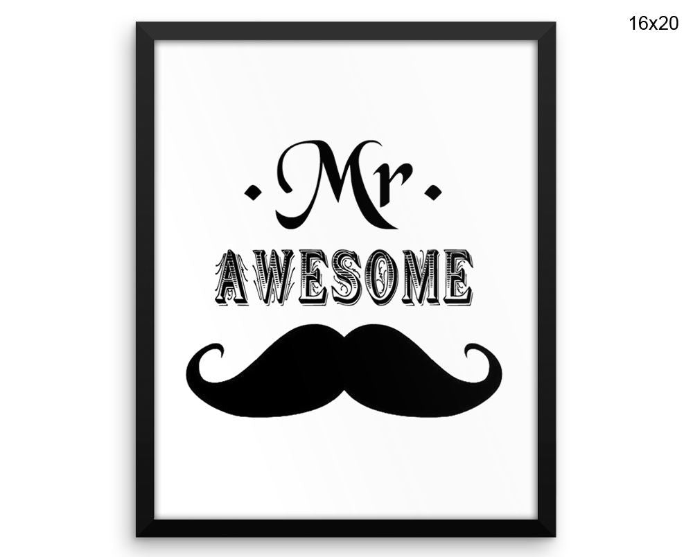 Moustache Print, Beautiful Wall Art with Frame and Canvas options available Office Decor