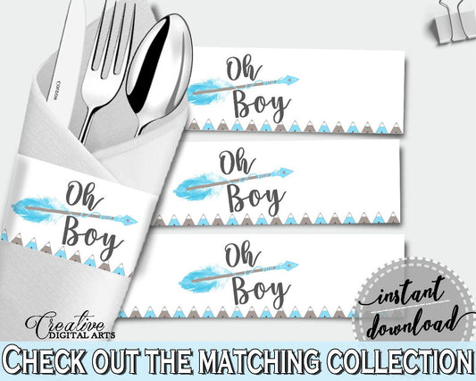 Napkin Rings Baby Shower Napkin Rings Aztec Baby Shower Napkin Rings Blue White Baby Shower Aztec Napkin Rings - QAQ18 - Digital Product