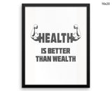 Health Print, Beautiful Wall Art with Frame and Canvas options available Gym Decor