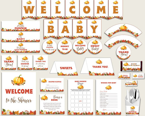 Decorations Baby Shower Decorations Fall Baby Shower Decorations Baby Shower Pumpkin Decorations Orange Brown pdf jpg party décor BPK3D - Digital Product
