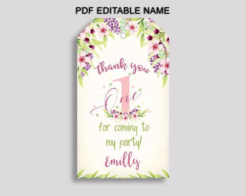 First Gift Favor Tags Pink Green Birthday Favor Tags First Gift Tags First Party Gift Tags Girl KAF9O