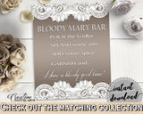 Traditional Lace Bridal Shower Bloody Mary Bar Sign in Brown And Silver, spice, bridal filigree, party organization, party plan - Z2DRE - Digital Product