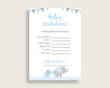 Elephant Baby Shower Prediction Cards & Sign Printable, Blue Grey Baby Prediction Game Boy, Instant Download, Little Peanut Chevron ebl02