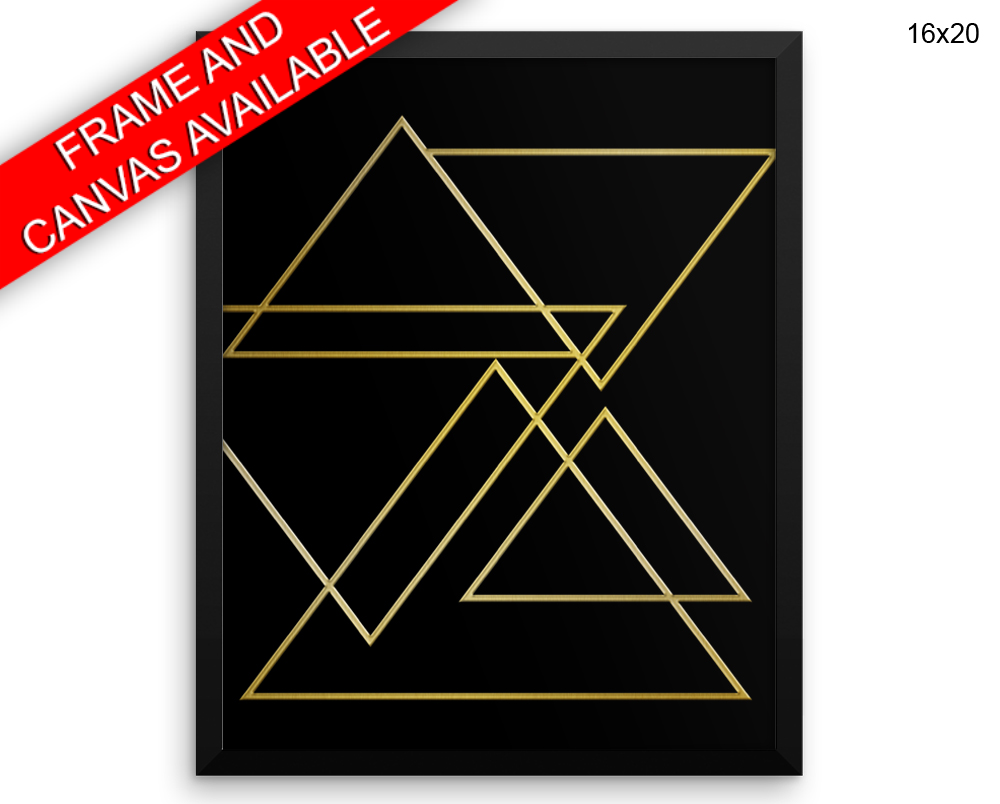 Gold Triangles Print, Beautiful Wall Art with Frame and Canvas options available Modern Decor