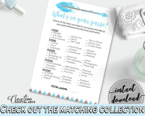 Whats In Your Purse Baby Shower Whats In Your Purse Aztec Baby Shower Whats In Your Purse Blue White Baby Shower Aztec Whats In Your QAQ18 - Digital Product