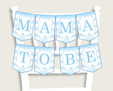 Whale Baby Shower Chair Banner Printable, Blue White Chair Banner, Boy Shower, Mama To Be, Mommy, Dad Mom To Be, Instant Download, wbl01
