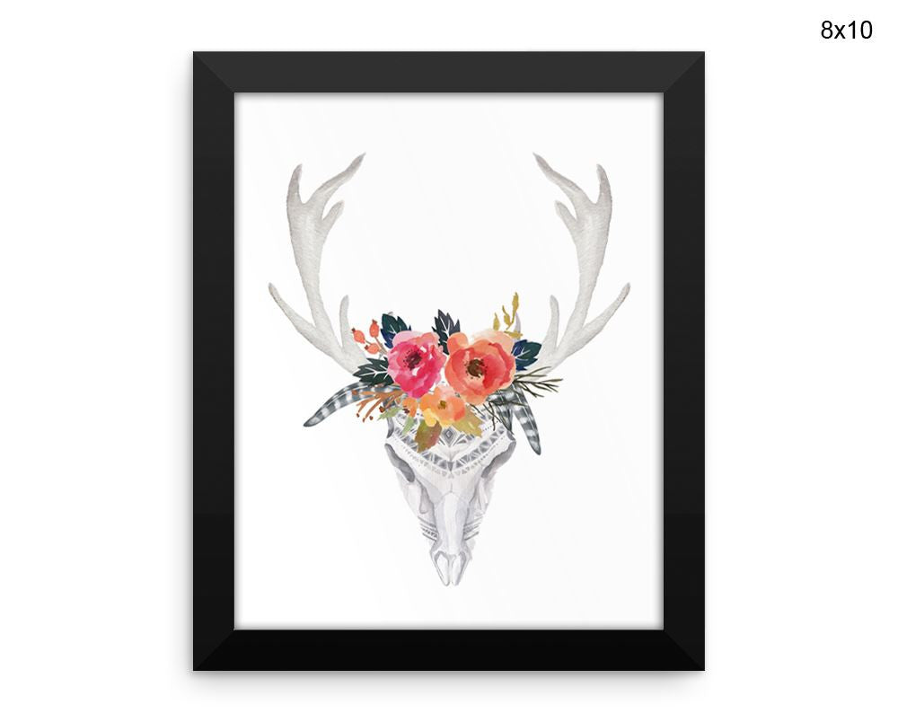 Skull Antlers Print, Beautiful Wall Art with Frame and Canvas options available Animal Decor