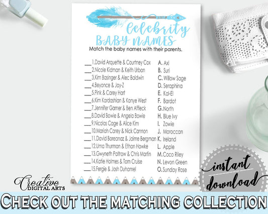 Celebrity Baby Names Baby Shower Celebrity Baby Names Aztec Baby Shower Celebrity Baby Names Blue White Baby Shower Aztec Celebrity QAQ18 - Digital Product