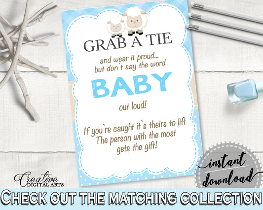 Grab A Tie Baby Shower Grab A Tie Blue Lamb Baby Shower Grab A Tie Blue Baby Shower Blue Lamb Grab A Tie party theme party ideas fa001