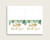 Gold Green Thank You Cards Printable, Jungle Baby Shower Thank You Notes, Gender Neutral Shower Thank You Folded, Instant Download, EJRED