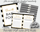 GUESS The BABY FOOD game for baby shower with black stripes color theme printable glitter title, digital, Jpg Pdf, instant download - bs001