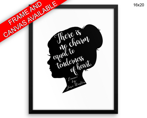 Jane Austen Print, Beautiful Wall Art with Frame and Canvas options available Quote Decor