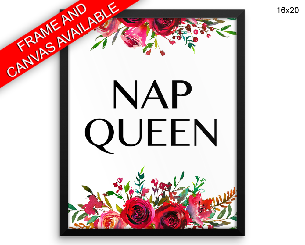 Nap Queen Print, Beautiful Wall Art with Frame and Canvas options available Bedroom Decor