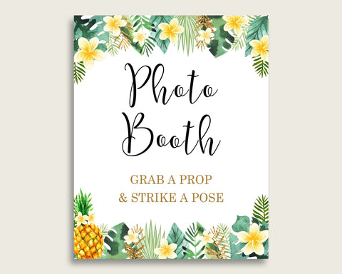 Tropical Photobooth Sign Printable, Gender Neutral Baby Shower Green Yellow Photo Booth, Tropical Selfie Station Sign, 8x10 16x20 4N0VK