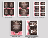 Birthday Rustic Party Decor Rustic Editable Package Pink Brown Birthday Decoration Rustic Birthday Kit Girl OE0W8