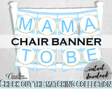 Baby shower CHAIR BANNER printable decoration with blue and white stripes, digital files, glitter gold, instant download - bs002