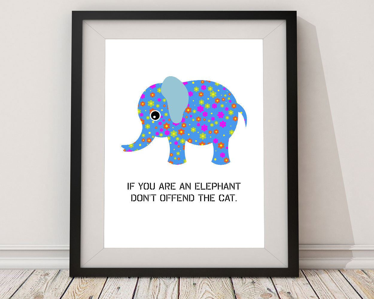 Wall Art Floral Digital Print Elephant Poster Art Floral Wall Art Print Elephant Nursery Art Elephant Nursery Print Floral Wall Decor Floral - Digital Download