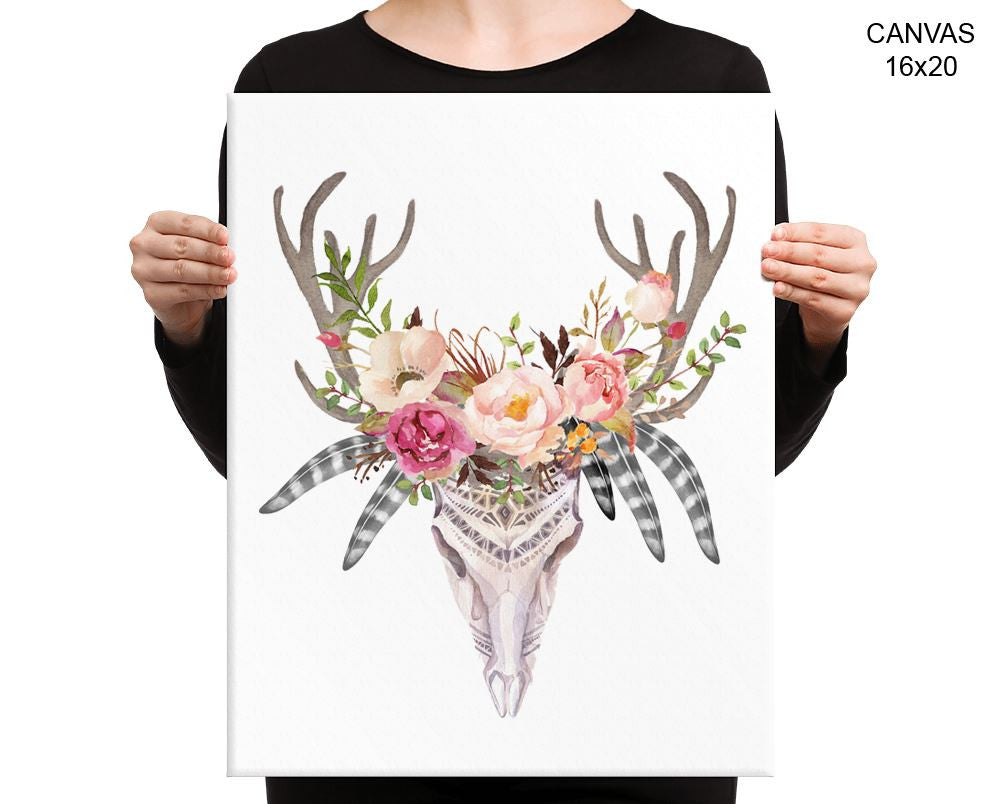 Skull Flowers Print, Beautiful Wall Art with Frame and Canvas options available Animal Decor