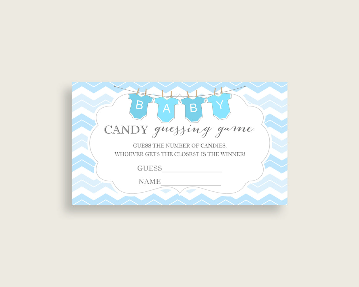 Blue White Candy Guessing Game, Chevron Baby Shower Boy Sign And Cards, Guess How Many Candies, Candy Jar Game, Jelly Beans, Instant cbl01