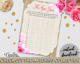 Roses On Wood Bridal Shower The Apron Game in Pink And Beige, remember items, wood theme shower, party decor, party decorations - B9MAI - Digital Product