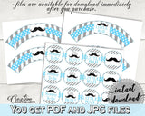 Cupcake Toppers And Wrappers, Baby Shower Cupcake Toppers And Wrappers, Mustache Baby Shower Cupcake Toppers And Wrappers, Baby Shower 9P2QW - Digital Product