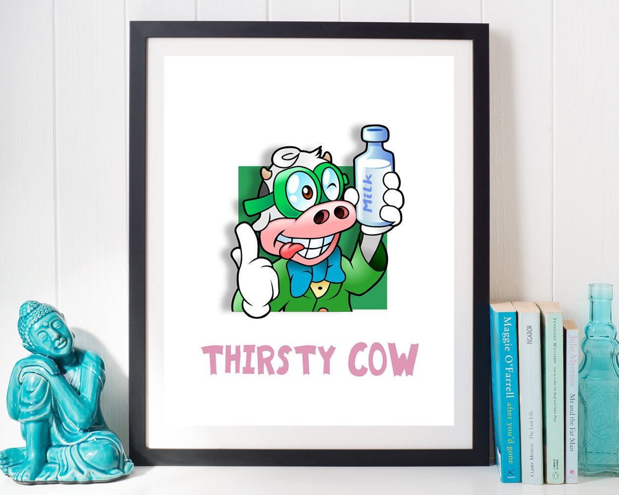 Cow Framed Print Available Thirsty Canvas Print Available Cow Kitchen Art Thirsty Kitchen Print Cow Printed Thirsty drink milk print - Digital Download