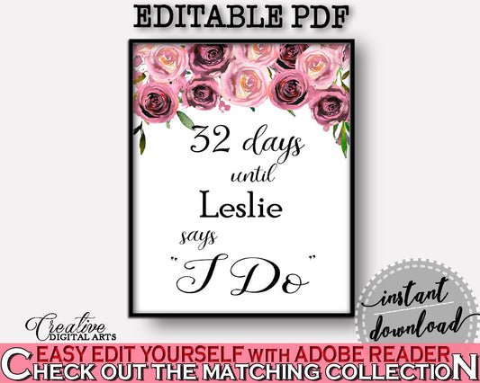 Days Until I Do Bridal Shower Days Until I Do Floral Bridal Shower Days Until I Do Bridal Shower Floral Days Until I Do Pink Purple - BQ24C - Digital Product