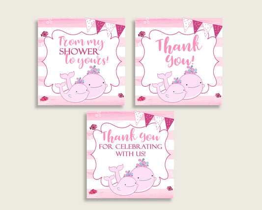 Thank You Tags Baby Shower Thank You Tags Pink Whale Baby Shower Thank You Tags Baby Shower Pink Whale Thank You Tags Pink White wbl02