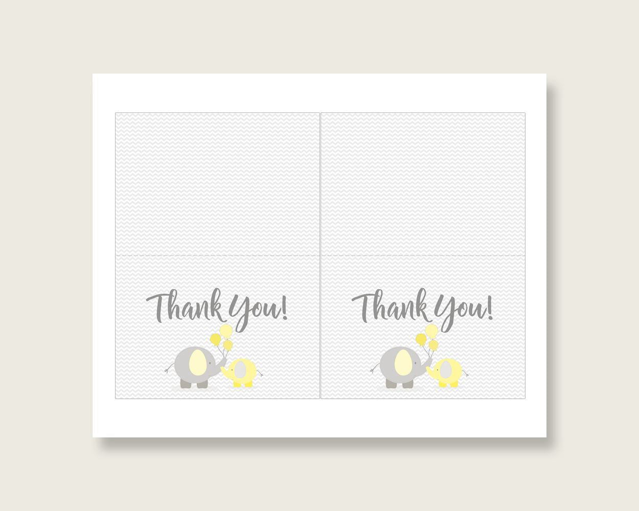 Thank You Card Baby Shower Thank You Card Yellow Baby Shower Thank You Card Baby Shower Elephant Thank You Card Yellow Gray prints W6ZPZ