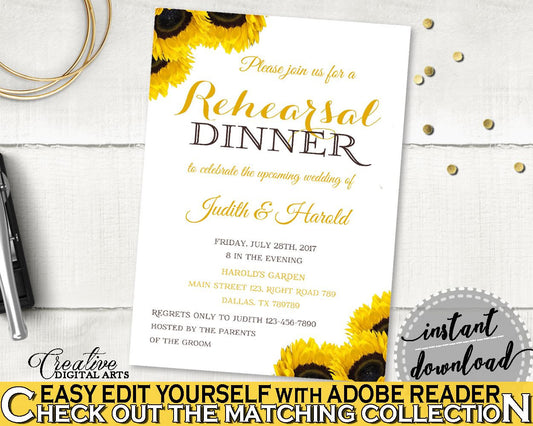 Rehearsal Dinner Invitation Bridal Shower Rehearsal Dinner Invitation Sunflower Bridal Shower Rehearsal Dinner Invitation Bridal SSNP1 - Digital Product