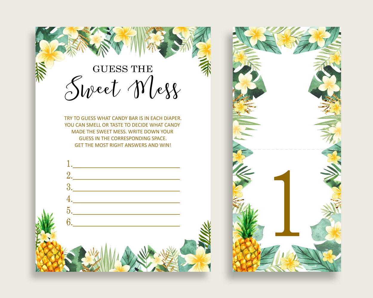 Tropical Guessing Game Baby Shower Gender Neutral, Green Yellow Guess The Sweet Mess Game Printable, Dirty Diaper Game, Instant 4N0VK