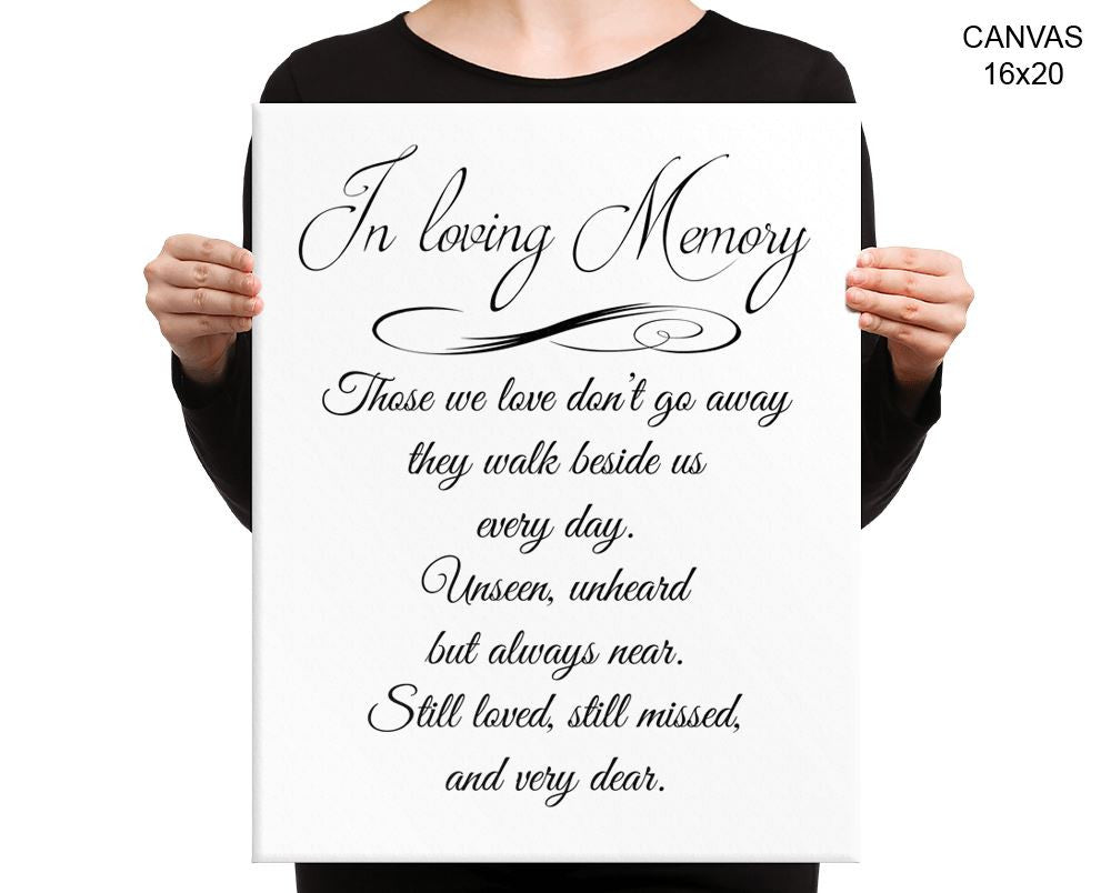 Memorial Remembering Print, Beautiful Wall Art with Frame and Canvas options available  Decor